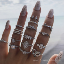 Shangjie OEM Anillo Retro Ring Set Boho Alloy Rings sets pour tous les doigts des anneaux gothiques cool